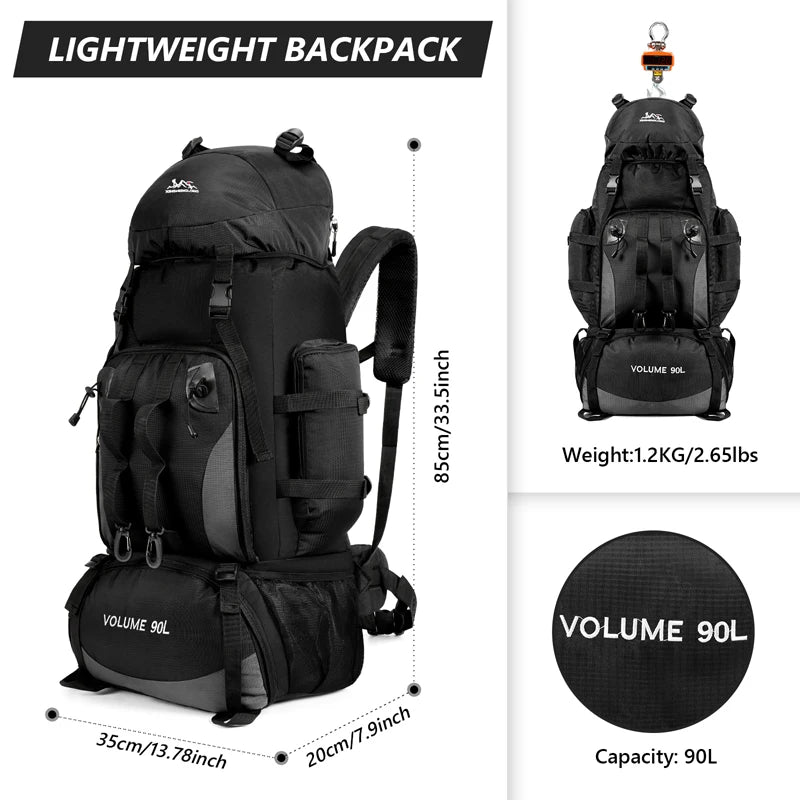 90L Waterproof Hiking Travel Backpack
