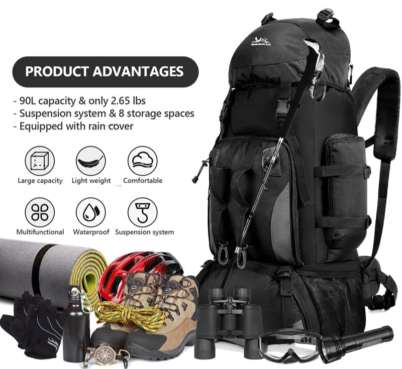 90L Waterproof Hiking Travel Backpack